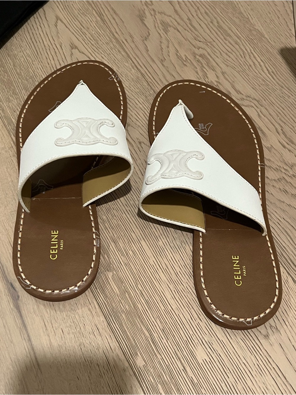 New in Box Celine White Leather Thong Sandals - Picture 3 of 5